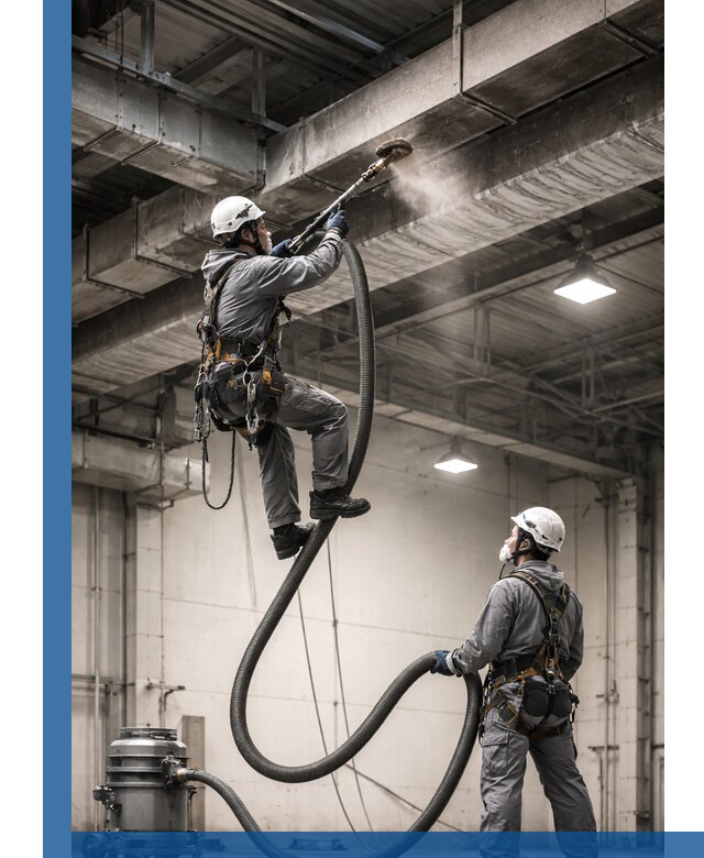 Обеспыливание потолочных конструкций в Клинцах промышленным альпинизмом