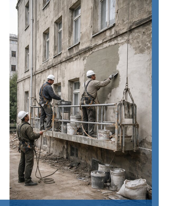 Капитальный ремонт фасада в Клинцах от 4366 р. | ВЫСОТНИК-Клы