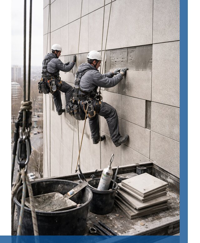 Ремонт фасада из керамогранита в Клинцах от 2599 р. | ВЫСОТНИК-Клы