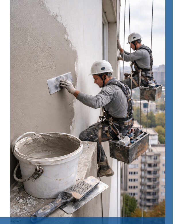 Шпаклевка фасада на высоте в Клинцах от 728 р. | ВЫСОТНИК-Клы