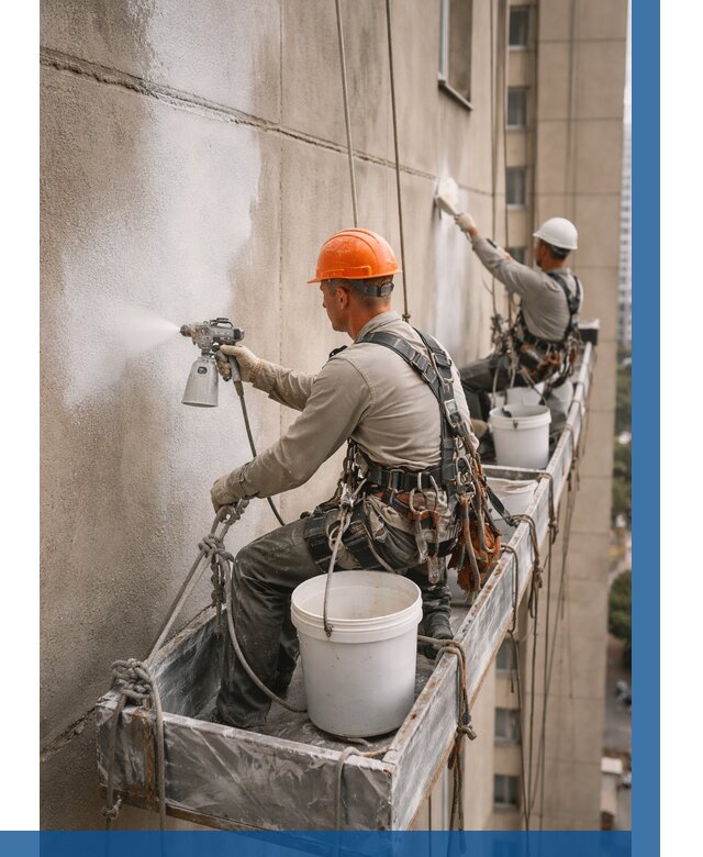 Грунтовка фасада на высоте в Клинцах от 125 р. | ВЫСОТНИК-Клы