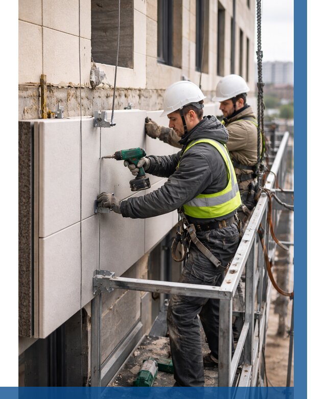 Монтаж фасадных термопанелей в Клинцах от 1559 р. | ВЫСОТНИК-Клы