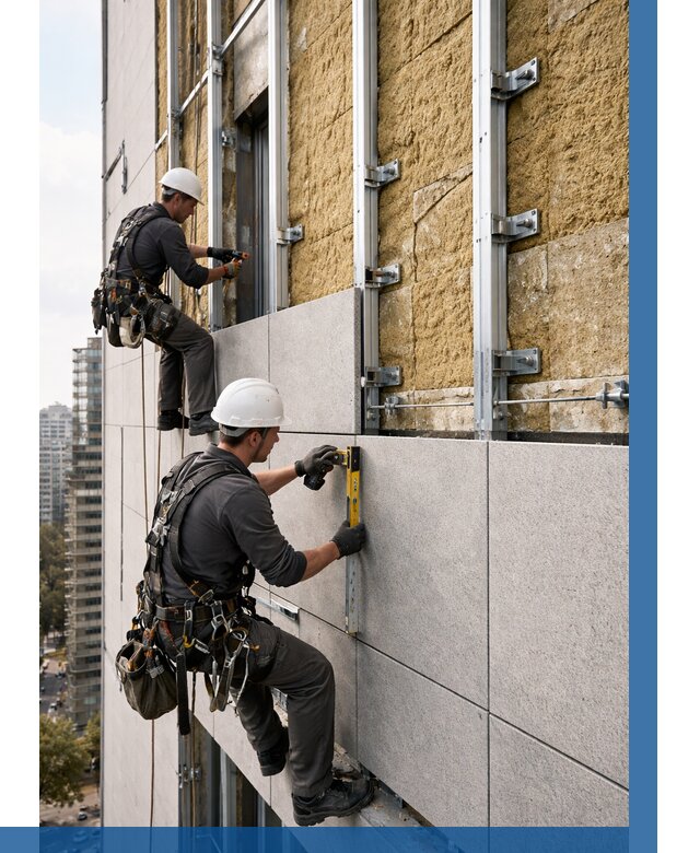 Монтаж вентилируемого фасада в Клинцах от 3639 р. | ВЫСОТНИК-Клы