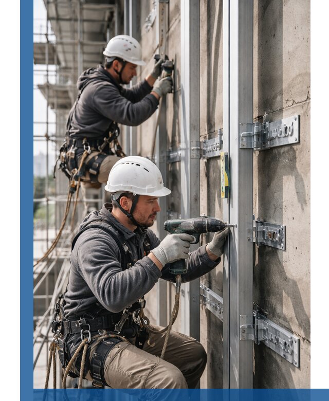 Монтаж и крепление подсистемы вентфасада в Клинцах