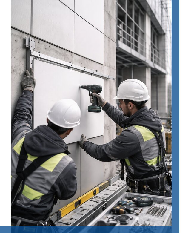 Монтаж композитных панелей фасада в Клинцах от 2599 р. | ВЫСОТНИК-Клы