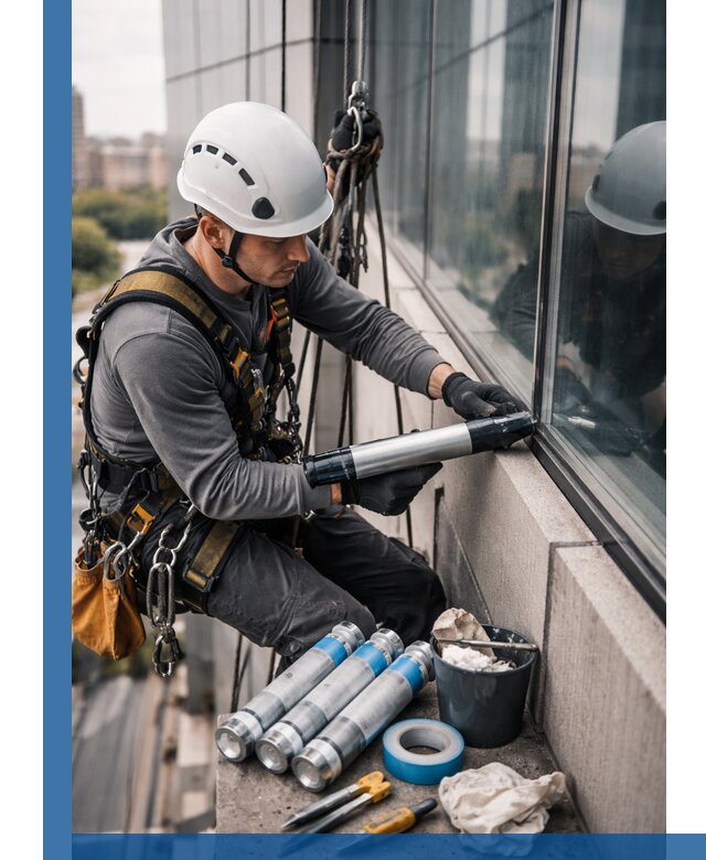 Герметизация стыков витража в Клинцах для герметичных фасадов