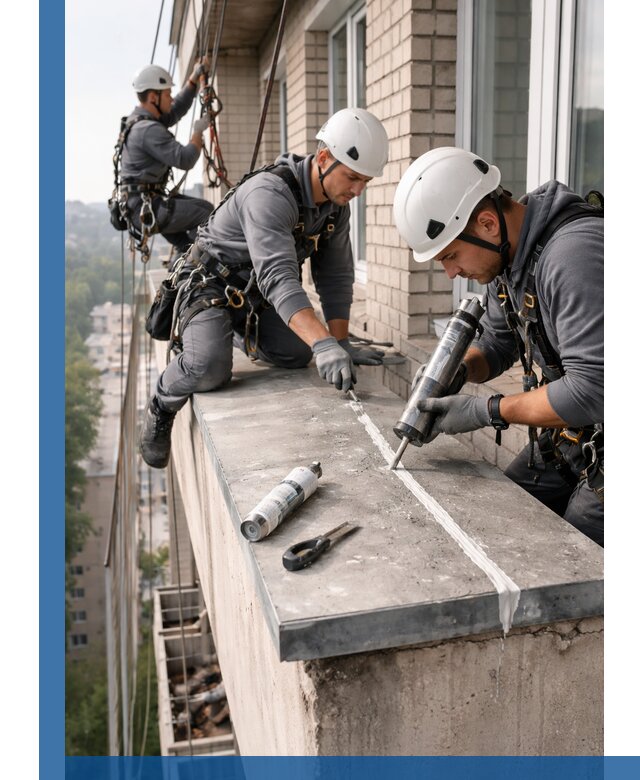 Герметизация балконного козырька в Клинцах профессионально