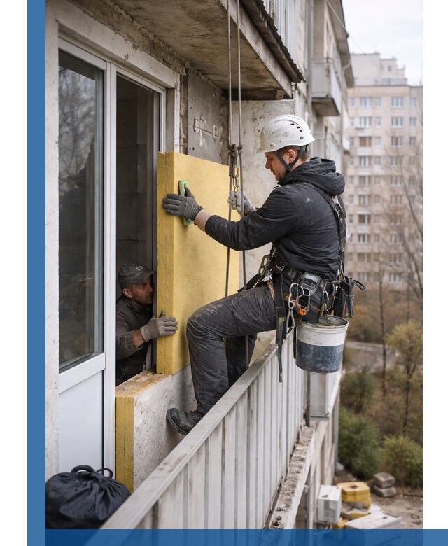Профессиональное утепление балкона снаружи в Клинцах под ключ