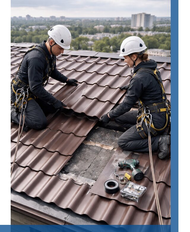 Ремонт металлочерепицы на крыше в Клинцах от 936 р. | ВЫСОТНИК-Клы