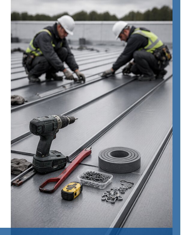 Монтаж фальцевой кровли в Клинцах от 1871 р. | ВЫСОТНИК-Клы