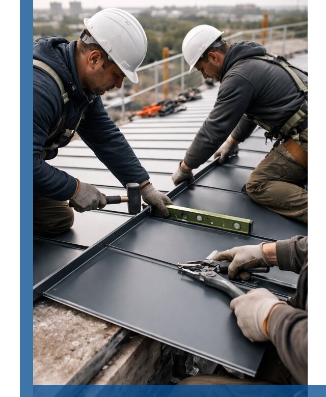 Монтаж фальцевой кровли в Клинцах для промышленных зданий