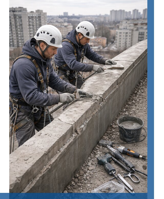 Ремонт парапета на кровле в Клинцах от 1559 р. | ВЫСОТНИК-Клы