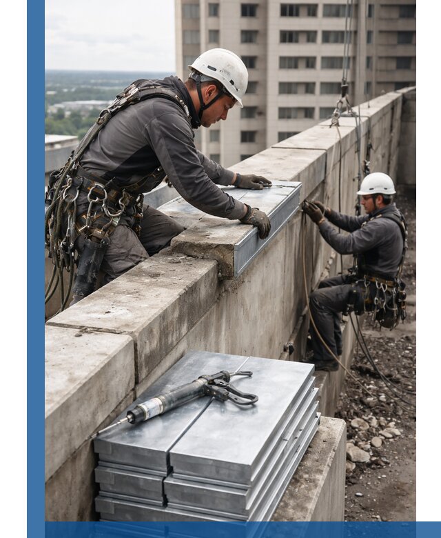 Замена парапетных крышек и установка новых в Клинцах