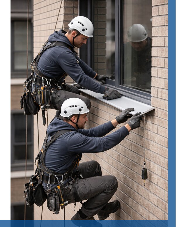 Монтаж оконных отливов под ключ в Клинцах от 3639 р. | ВЫСОТНИК-Клы