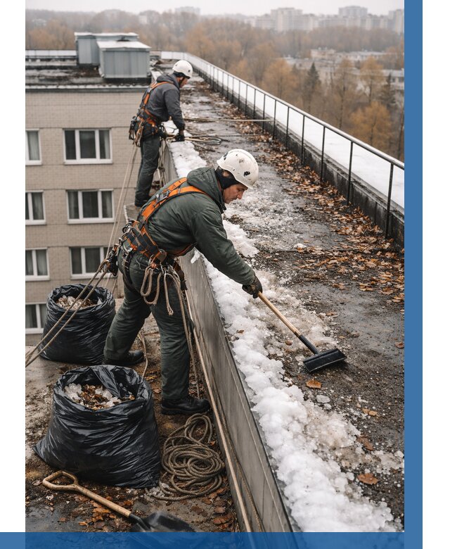 Очистка кровли по периметру в Клинцах от 572 р. | ВЫСОТНИК-Клы