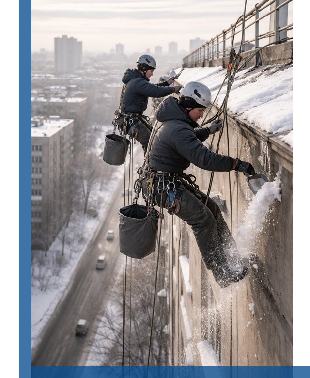 Очистка карнизов от снега в Клинцах профессионально и безопасно