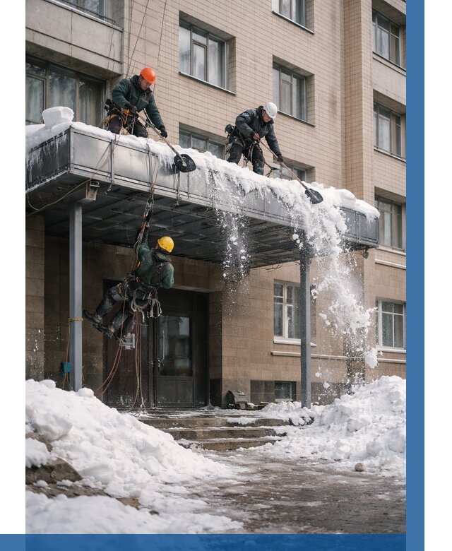 Очистка козырьков от снега в Клинцах от 3639 р. | ВЫСОТНИК-Клы