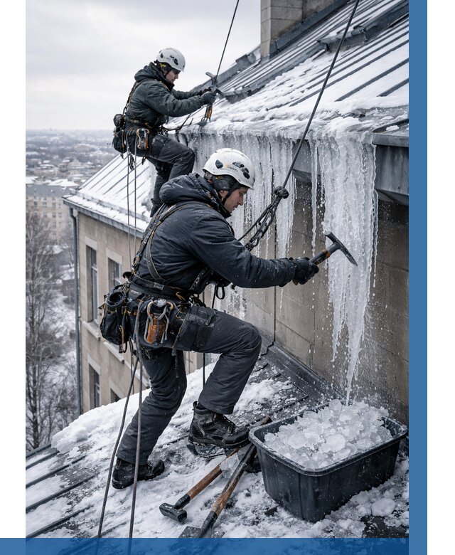 Удаление наледи с кровли в Клинцах от 5718 р. | ВЫСОТНИК-Клы