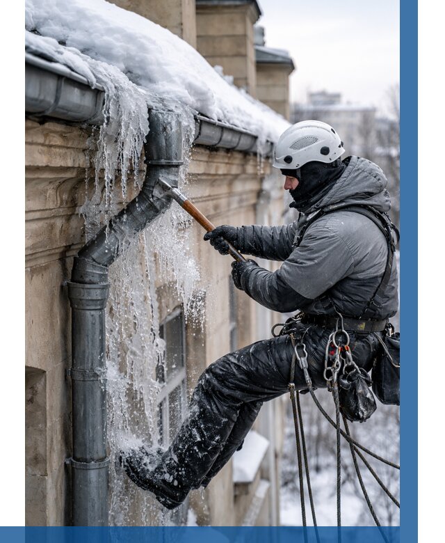 Очистка водостоков от льда в Клинцах от 3639 р. | ВЫСОТНИК-Клы