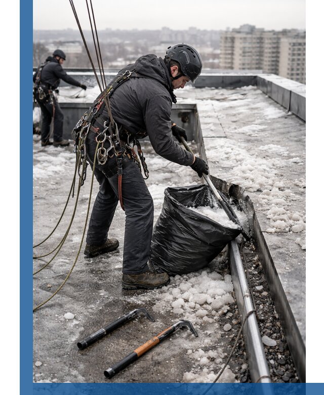 Аварийная очистка кровли в Клинцах от промальпинистов