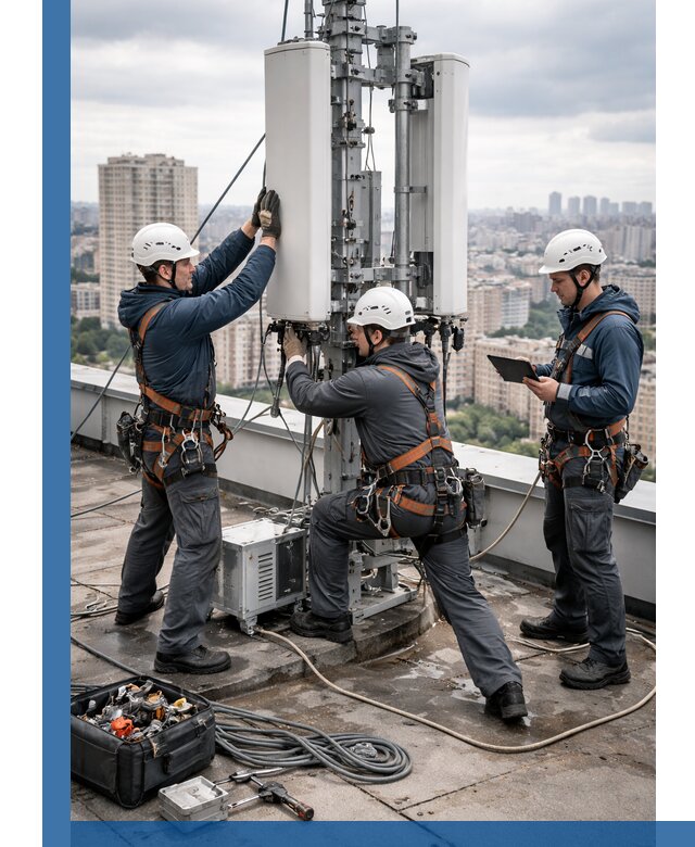 Монтаж антенн связи на крыше в Клинцах с вводом в эксплуатацию