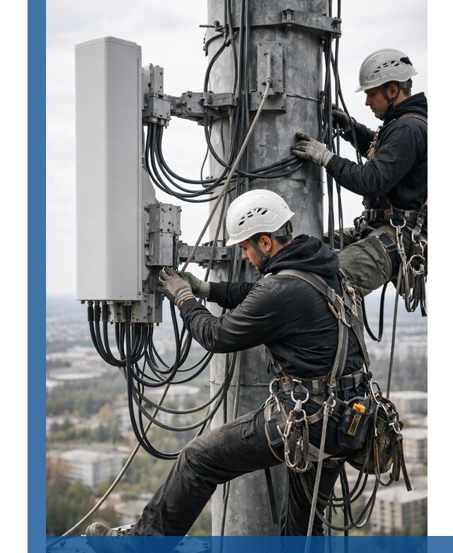 Монтаж оборудования связи на мачте в Клинцах с пусконаладкой