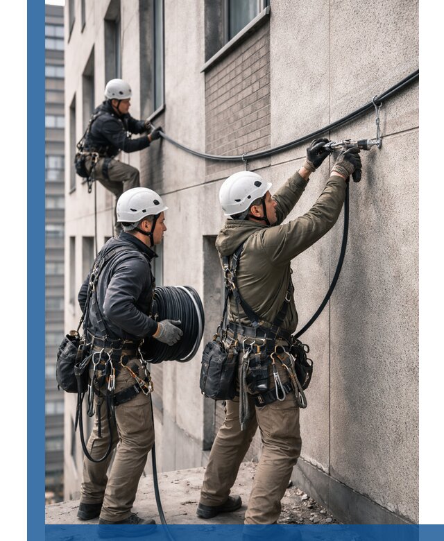 Прокладка кабеля по фасаду в Клинцах, профессиональный монтаж