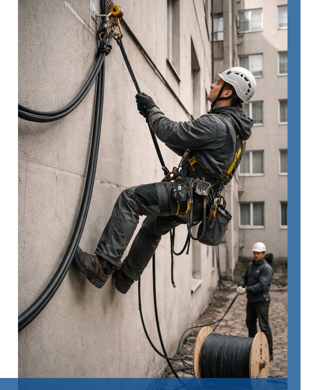 Протяжка кабеля питания на высоте в Клинцах от 468 р. | ВЫСОТНИК-Клы