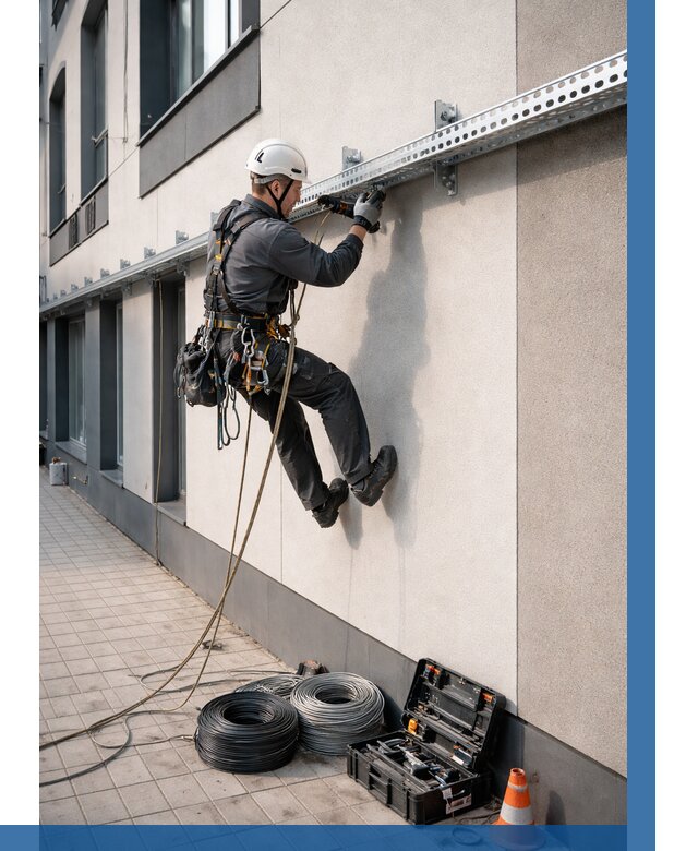 Монтаж кабельных лотков на фасаде в Клинцах от 1248 р. | ВЫСОТНИК-Клы