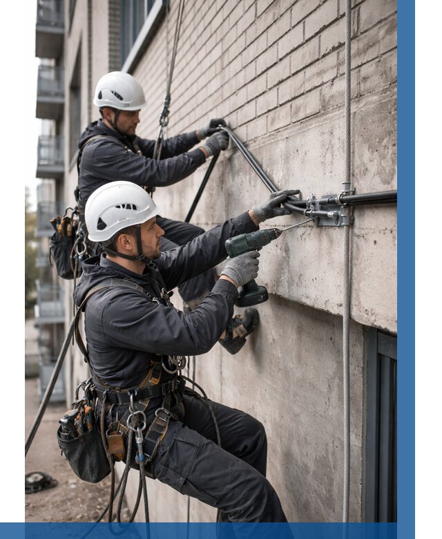 Крепление кабеля на фасаде в Клинцах от 364 р. | ВЫСОТНИК-Клы