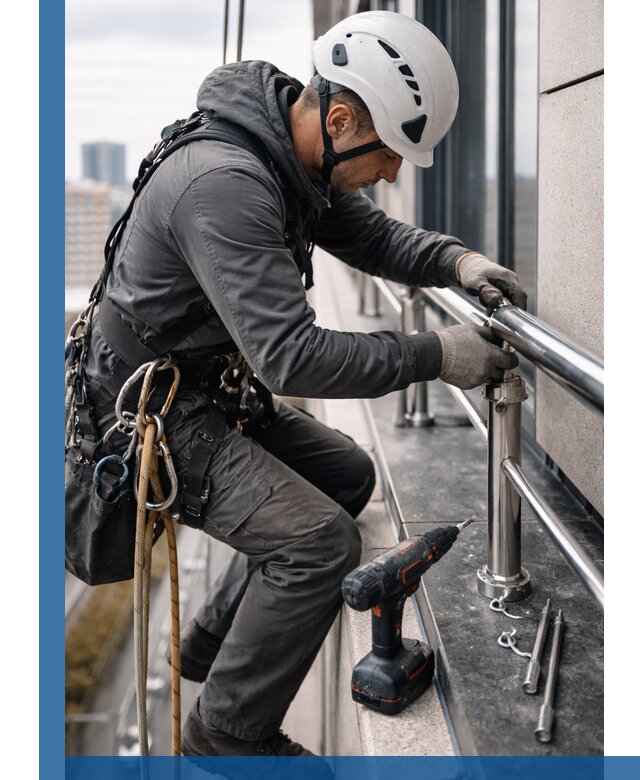 Монтаж ограждений на высоте в Клинцах для зданий и конструкций