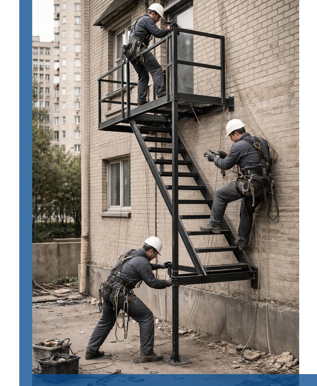 Монтаж пожарной лестницы в Клинцах, установка и крепление