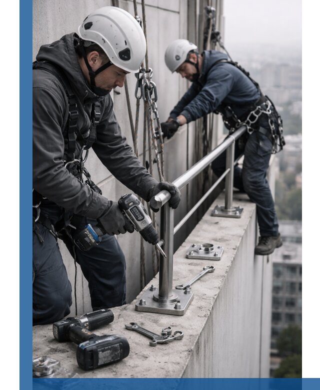 Монтаж перил на высоте в Клинцах для жилых и промобъектов