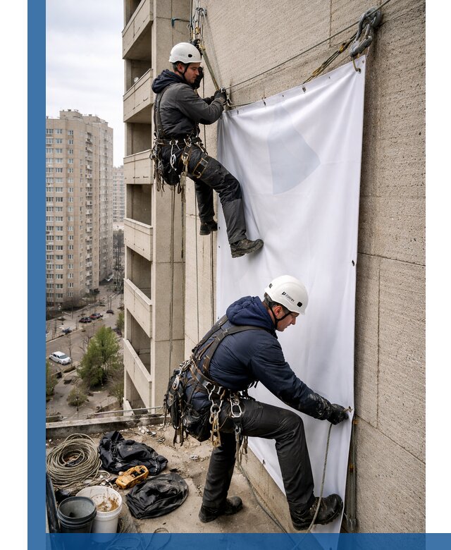 Профессиональный монтаж баннеров на фасаде в Клинцах