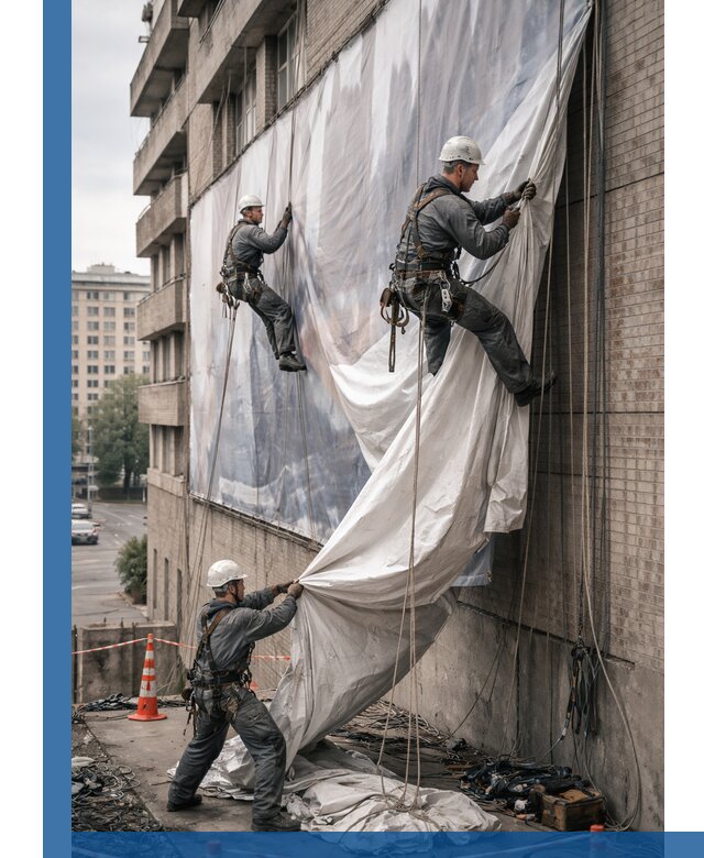 Демонтаж баннеров с фасада в Клинцах оперативно и безопасно