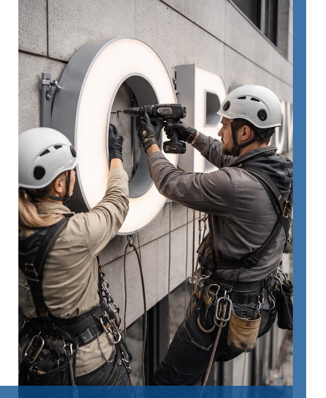 Монтаж световых букв в Клинцах от 3119 р. под ключ ВЫСОТНИК-Клы