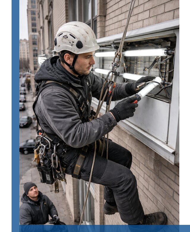 Профессиональная замена ламп в наружной вывеске в Клинцах