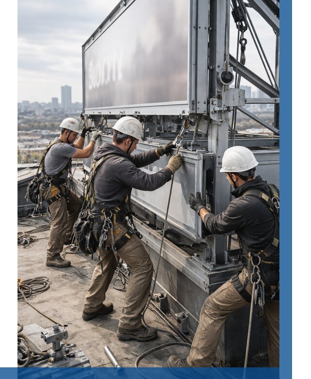 Монтаж крышной рекламной конструкции в Клинцах от 62376 р.|ВЫСОТНИК-Клы