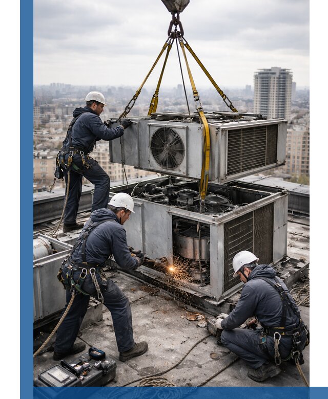 Демонтаж крышной установки в Клинцах любой сложности