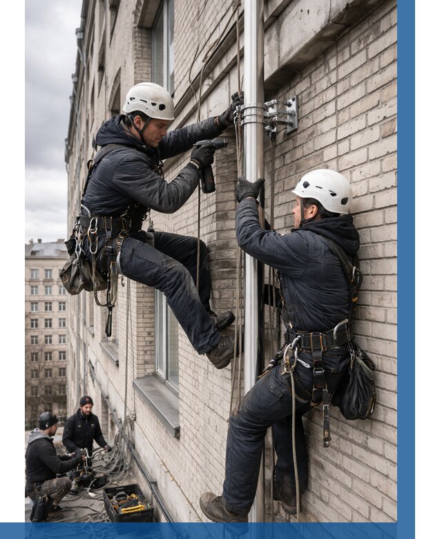 Монтаж флагштока на здании в Клинцах от 6757 р. | ВЫСОТНИК-Клы