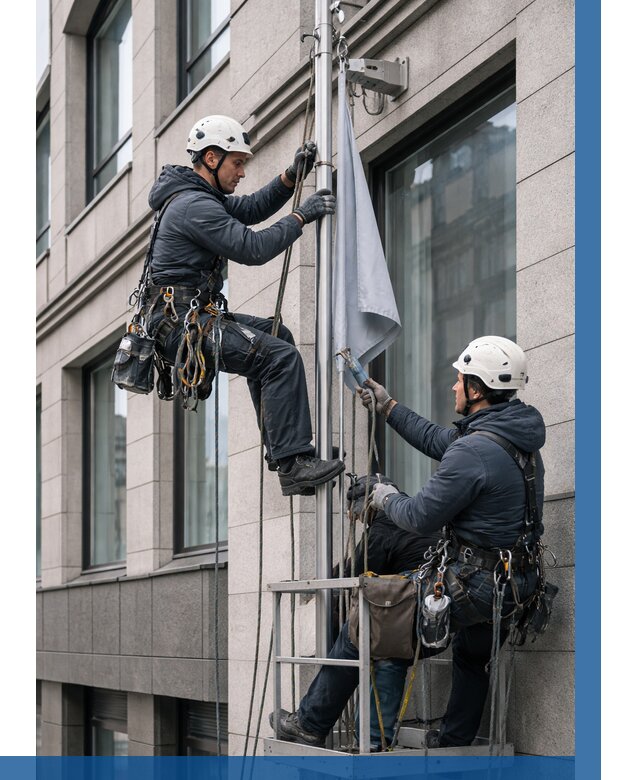 Установка флагов на фасаде в Клинцах от 4678 р. | ВЫСОТНИК-Клы