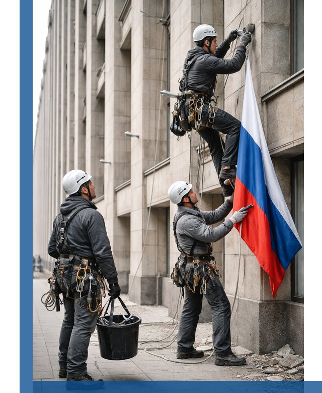 Профессиональная установка флагов на фасаде в Клинцах