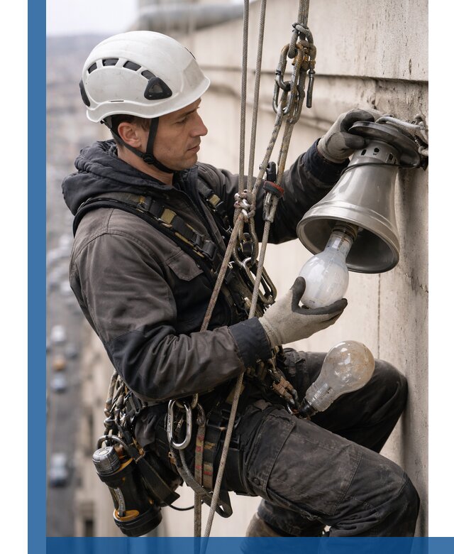 Замена ламп на высоте в Клинцах профессионально и быстро