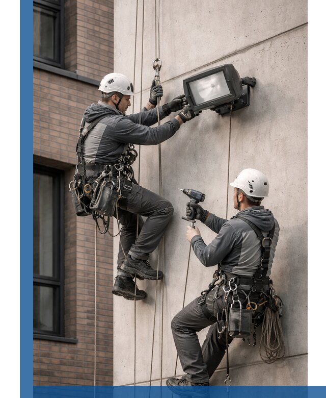 Профессиональный монтаж фасадных прожекторов в Клинцах под ключ