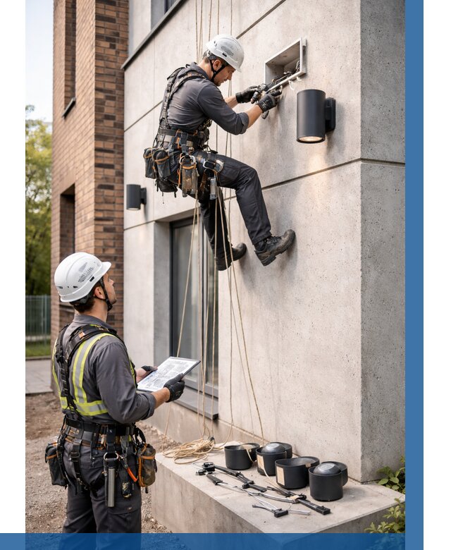 Монтаж фасадного освещения в Клинцах от 2599 р. | ВЫСОТНИК-Клы