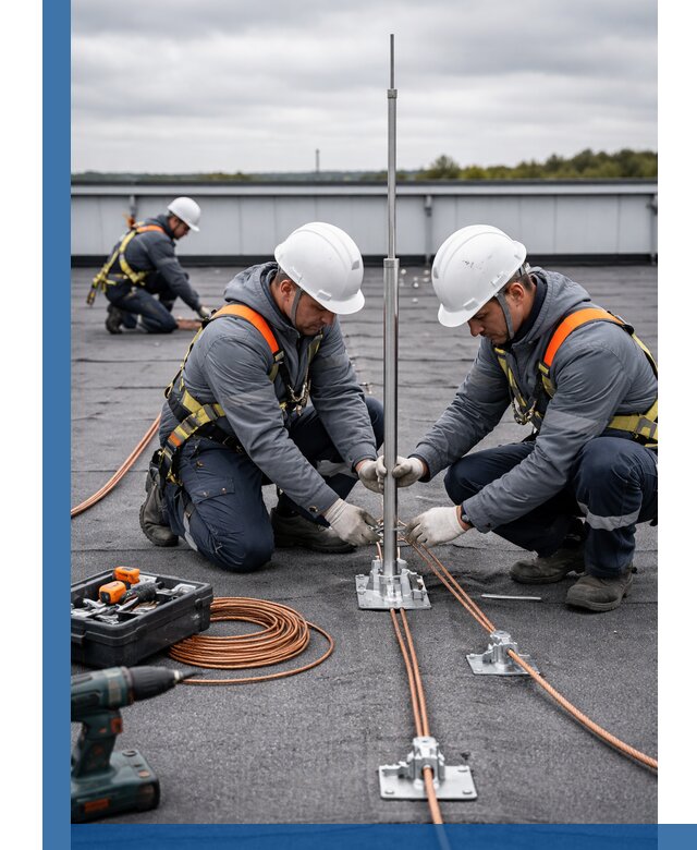 Монтаж молниезащиты на кровле в Клинцах под ключ с гарантией