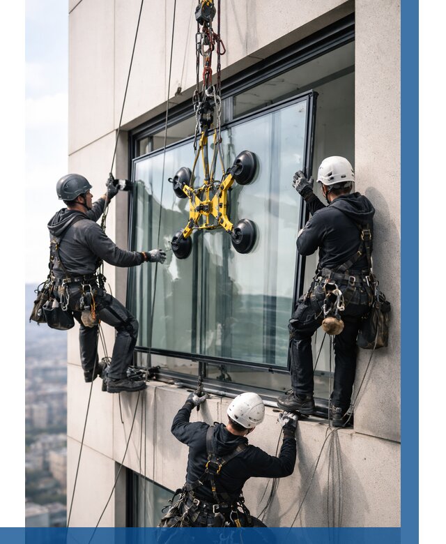 Монтаж стеклопакетов на высоте в Клинцах от 3327 р. | ВЫСОТНИК-Клы