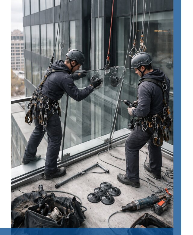 Монтаж стеклянных ограждений в Клинцах от 2599 р. | ВЫСОТНИК-Клы