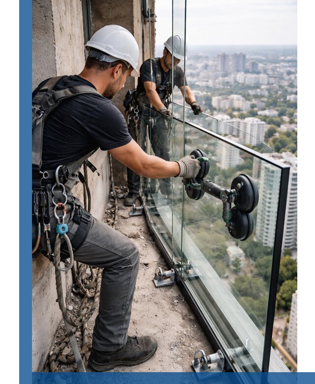 Монтаж стеклянных ограждений под ключ с гарантией в Клинцах