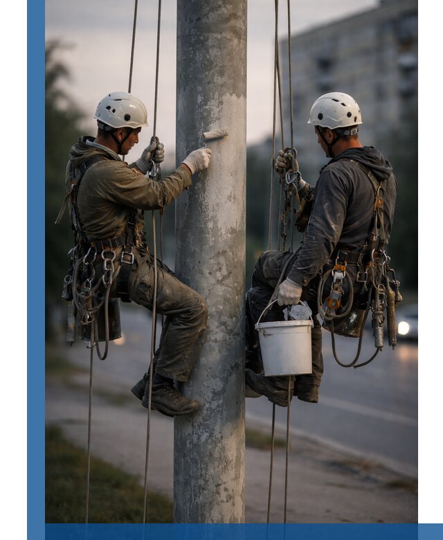 Покраска опор освещения и антикоррозийная защита в Клинцах
